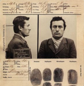 Foto segnaletica di Benito Mussolino, arrestato in Svizzera nel 1903