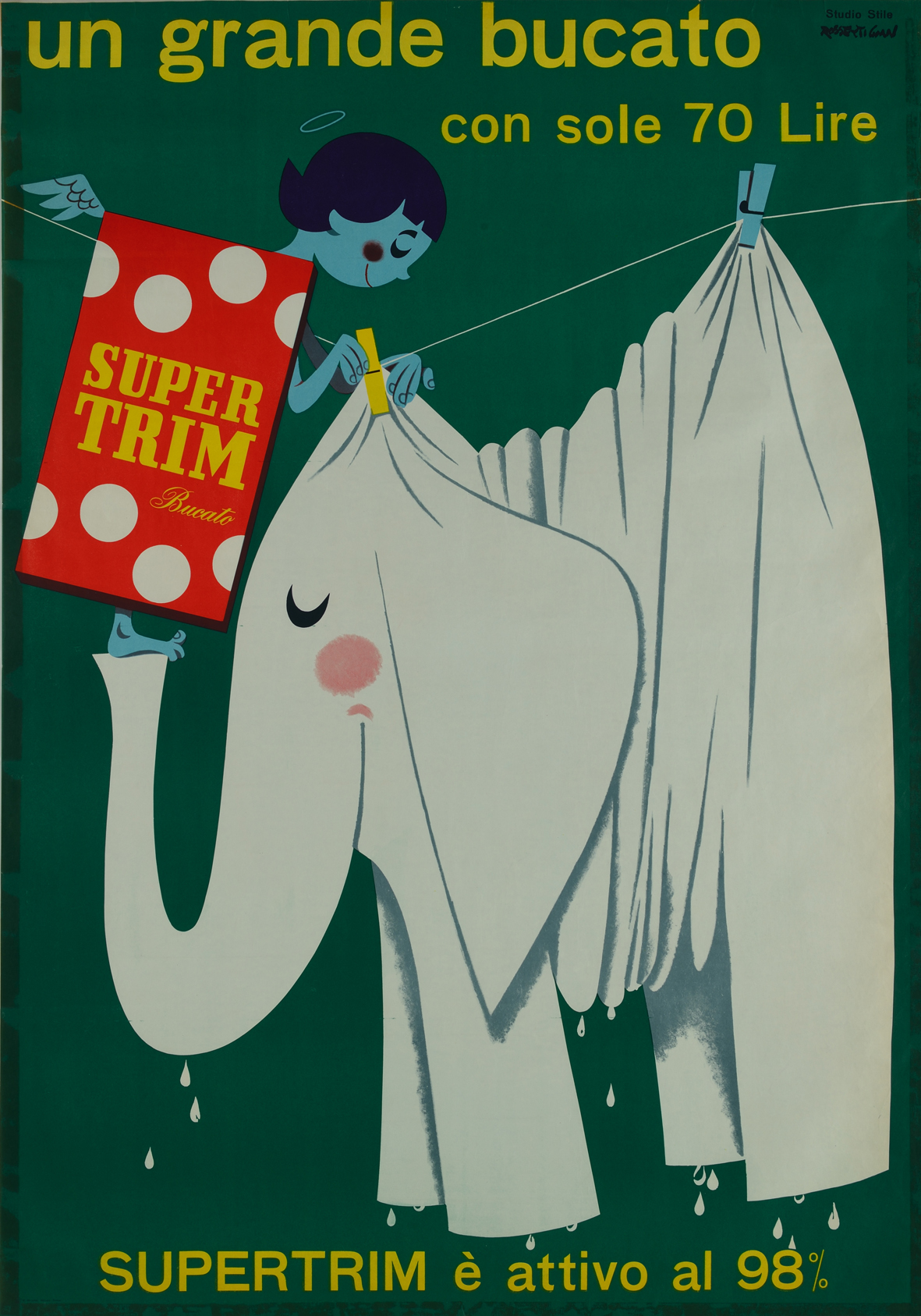 Gian Carlo Rossetti per Studio Stile, Supertrim, 1957 ca. (fondo verde/elefante)