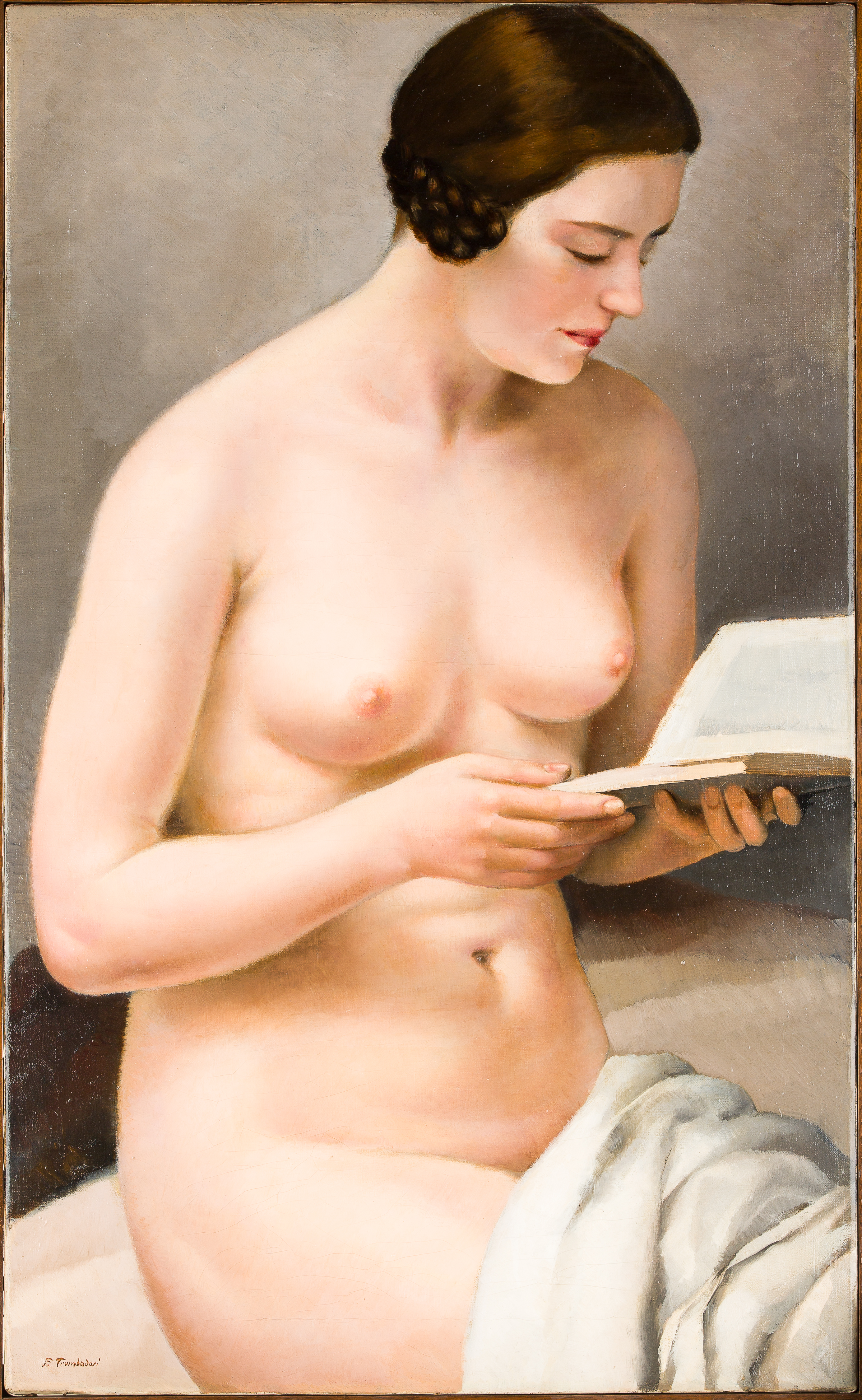 Francesco Trombadori Fanciulla nuda che legge 1929 Olio su tela 85 x 52 cm Collezione privata